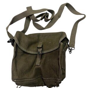 Vintage French Military Medical Pouch Indo China Green Canvas Shoulder Bag Medic